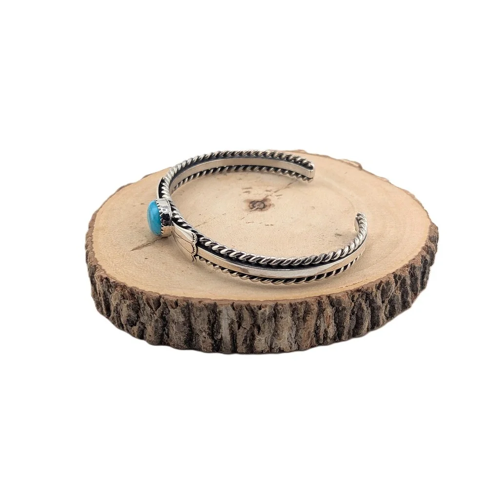 Navajo Silver Cuff Bracelet Turquoise‎ Jewelry for Women Sz 7.5 NA**